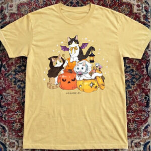 Halloween Cats Pumpkins Bat Wings Wizard Ghost T-Shirt